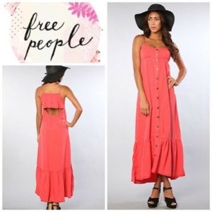 Free People Denim Jean fabric Red/orange Dress Small